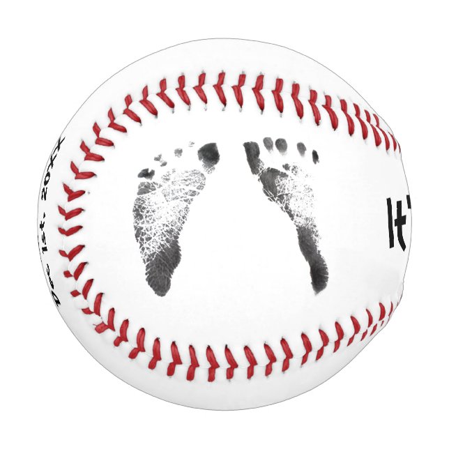 Baby foot prints, Baby Shower Baseball (Front Left)