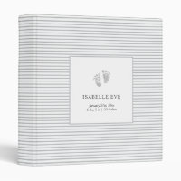Baby Footprint Grey Stripes Binder Book