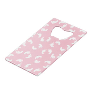 Baby Footprints, Babies Foot, Footsteps, Pink Girl Credit Card Bottle Opener