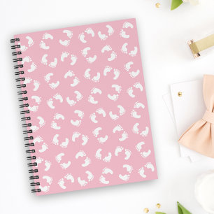 Baby Footprints, Babies Foot, Footsteps, Pink Girl Notebook