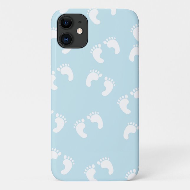 Baby Footprints, Baby Foot, Footsteps, Feet, Blue Case-Mate iPhone Case (Back)