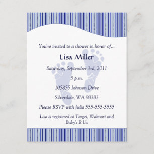 Baby Footprints Baby Shower - Blue Invitation