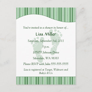 Baby Footprints Baby Shower - Green Invitation