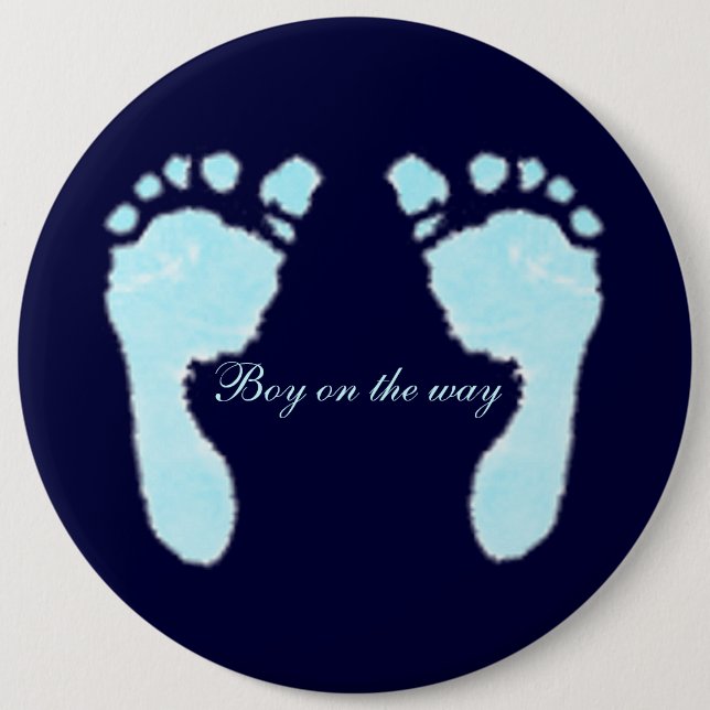 Baby Footprints (Boy) 6 Inch Round Button (Front)