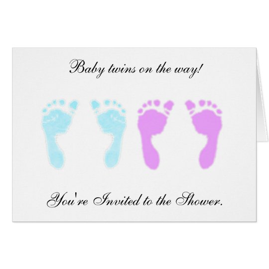 Baby Footprints Boy/Girl Twins Card