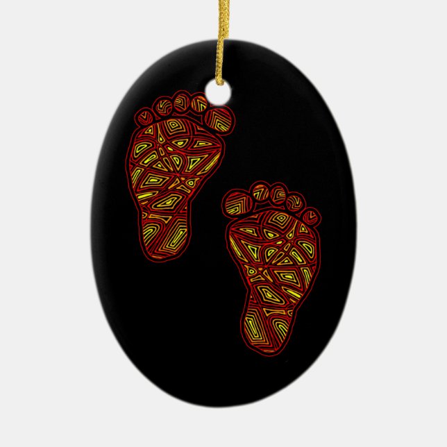 Baby Footprints Ceramic Ornament (Front)