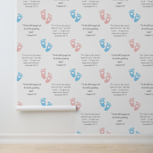 BABY FOOTPRINTS Christian Bible Verse Nursery Wallpaper