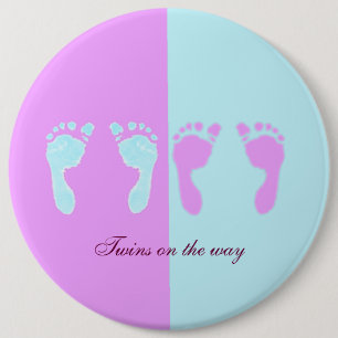 Baby Footprints (Girl/Boy Twins) 6 Inch Round Button