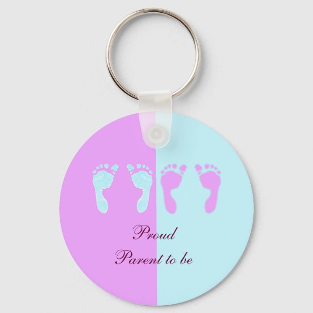Baby Footprints (Girl/Boy Twins) Keychain (Front)