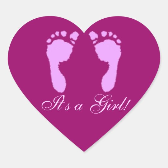 Baby Footprints (Girl) Heart Sticker