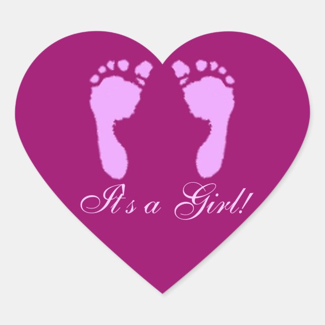 Baby Footprints (Girl) Heart Sticker (Front)