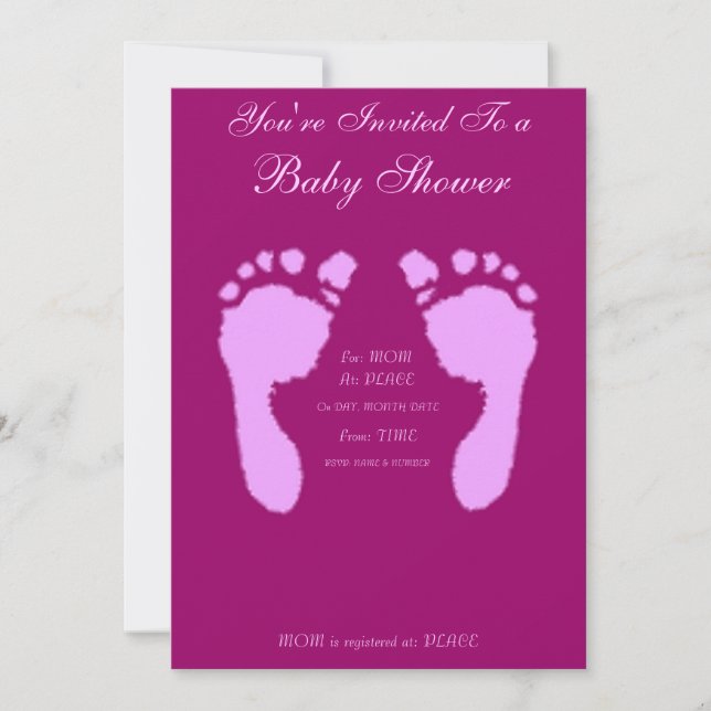 Baby Footprints (Girl) Invitation (Front)