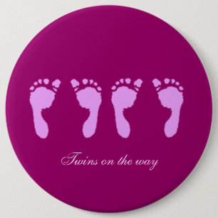 Baby Footprints (Girl Twins) 6 Inch Round Button