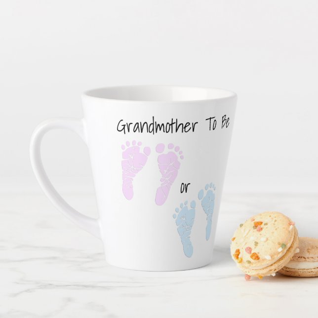 Baby Footprints Grandmother To Be Announcement Latte Mug (In Situ)