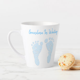 Baby Footprints Grandmother To Be Boy Announcement Latte Mug