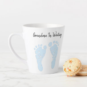 Baby Footprints Grandmother To Be Boy Announcement Latte Mug