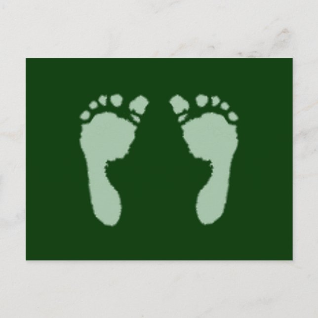 Baby Footprints (Green) Postcard (Front)