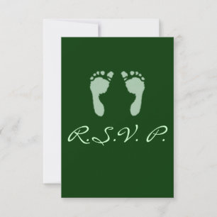 Baby Footprints (Green) RSVP Card