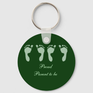 Baby Footprints (Green Twins) Keychain