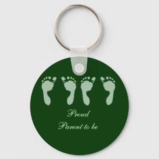 Baby Footprints (Green Twins) Keychain