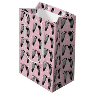 Baby Footprints On Polka Dots Medium Gift Bag