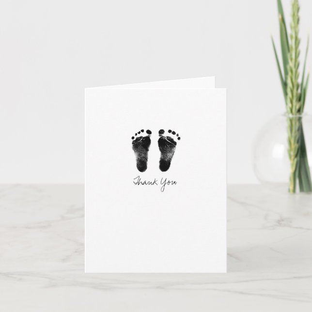 Baby Footprints Thank You Note Card (Front)