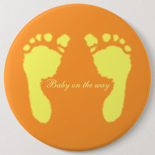 Baby Footprints (Yellow) 6 Inch Round Button