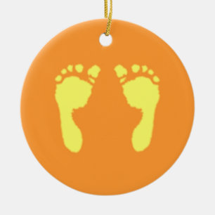 Baby Footprints (Yellow) Ceramic Ornament