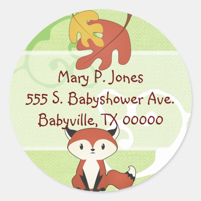Baby Fox Address Label Stickers (Front)
