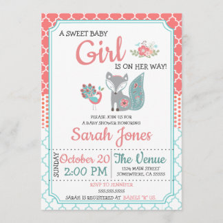 Baby Fox Baby Shower Invitation - Girl