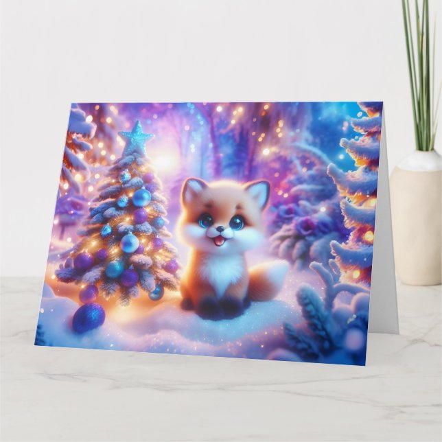 Baby Fox Christmas Fantasy Card (Front)