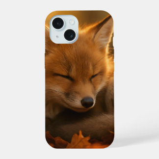 Baby Fox in Autumn Leaves iPhone 15 Case