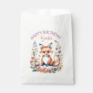 Baby Fox in Flowers Birthday Party Favour Bag