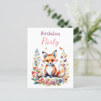 Baby Fox in Flowers Girl's Birthday Party