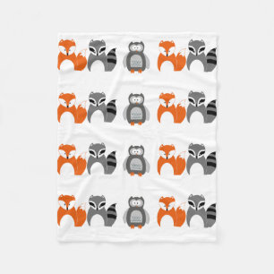 Baby Fox Owl Raccoon Throw Fleece Blanket" Blanket
