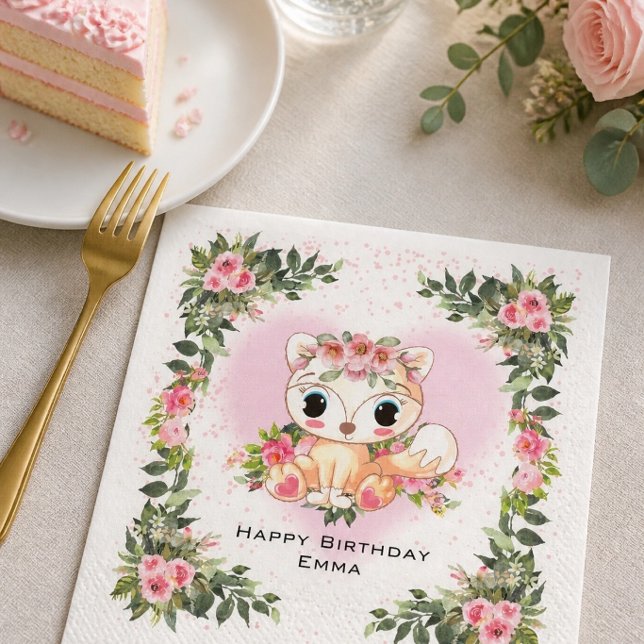 Baby Fox | Personalized  Napkin (Creator Uploaded)