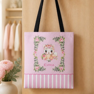 Baby Fox Personalized Pink Tote Bag