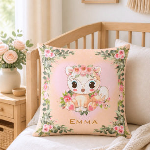 Baby Fox Personalized Throw Pillow