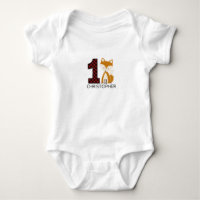 Baby Fox Plaid First Birthday Shirt