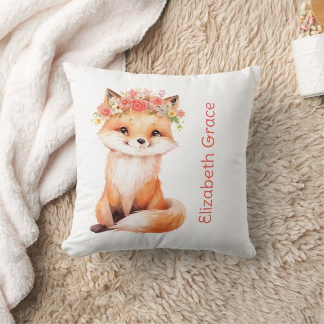 Baby Fox rose Florals Nursery Coussin Baby shower (Couverture)