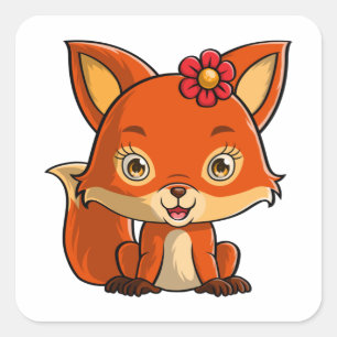 baby fox square sticker