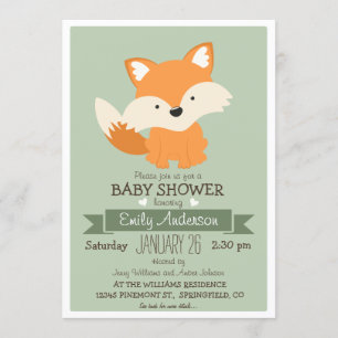 Baby Fox, Woodland Baby Shower or Sprinkle Invitation