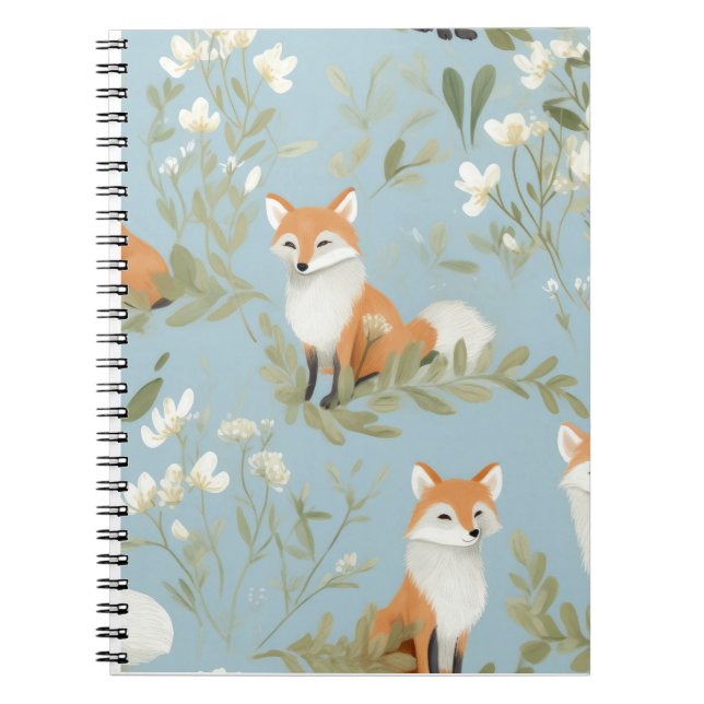 Baby Fox Woodland Pattern Cute Planner Notebook (Front)