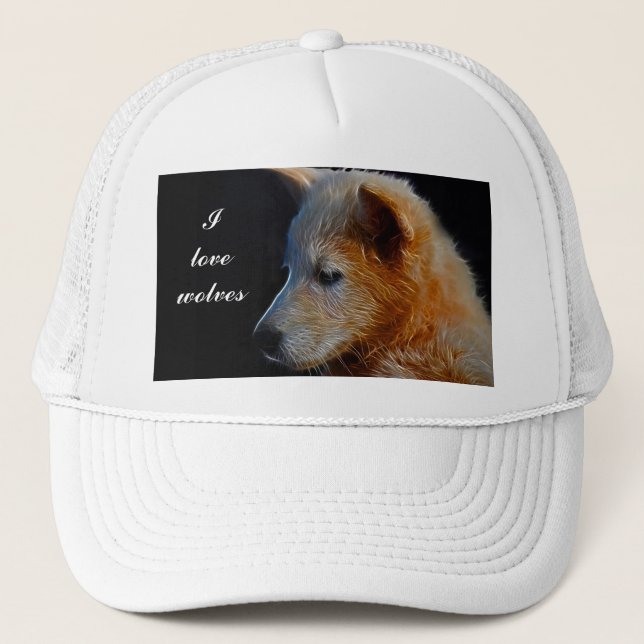 Baby fractal wolf cub trucker hat (Front)