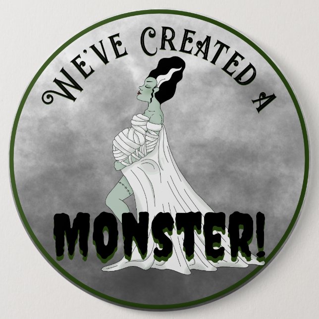 Baby Frankenstein Shower 6 Inch Round Button (Front)