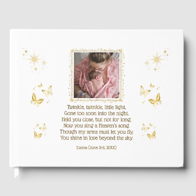Baby Funeral Memorial Personalized Guest Book (Front)