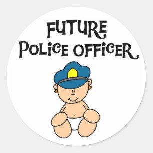 Baby Future Police Officer Classic Round Sticker