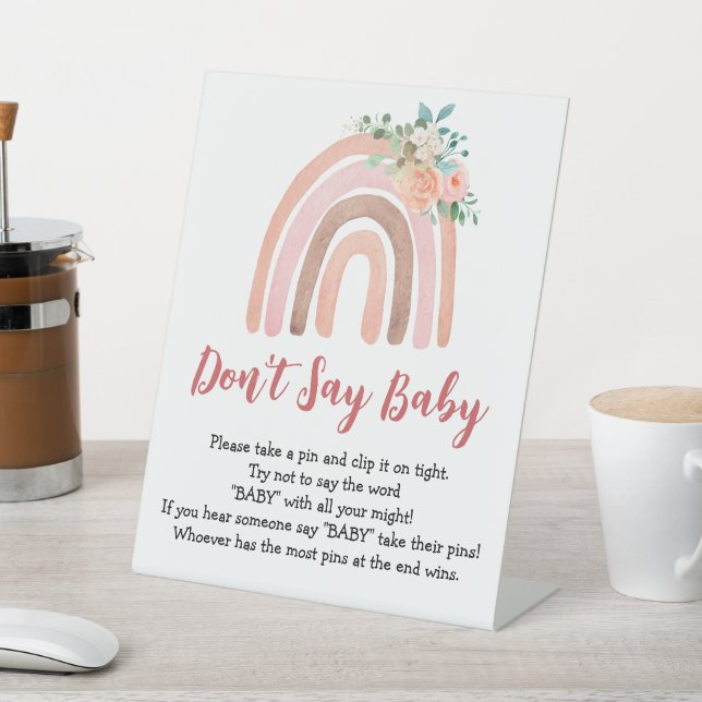Baby Game Boho Baby Shower Don't Say Baby Sign (In SItu)