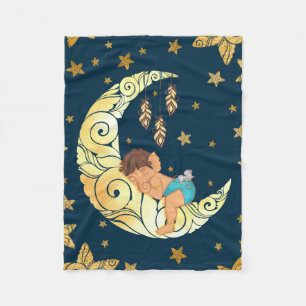 Baby Ganesha with moon and stars Fleece Blanket