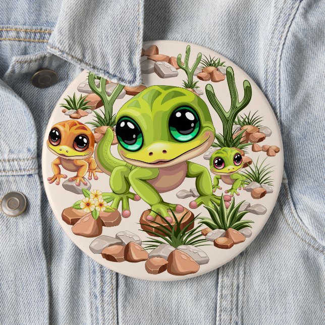Baby Geckos Cute Cartoon Characters 6 Inch Round Button (In Situ)